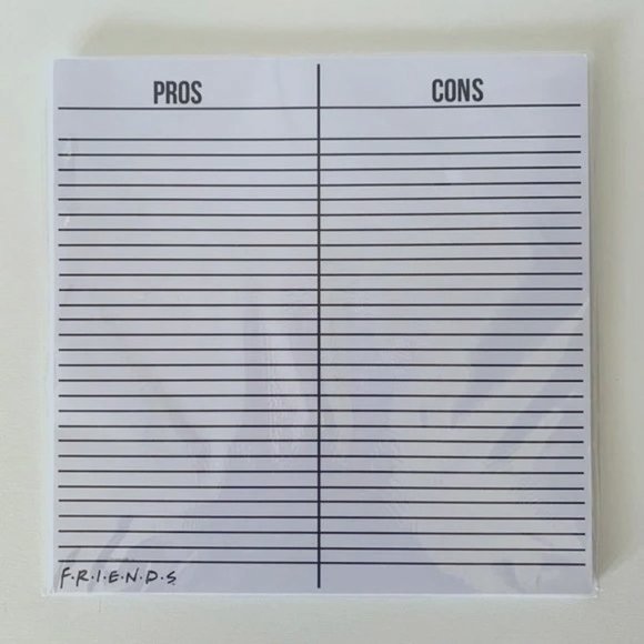 NWT Friends TV Show Pros and Cons Notepad - Picture 1 of 3